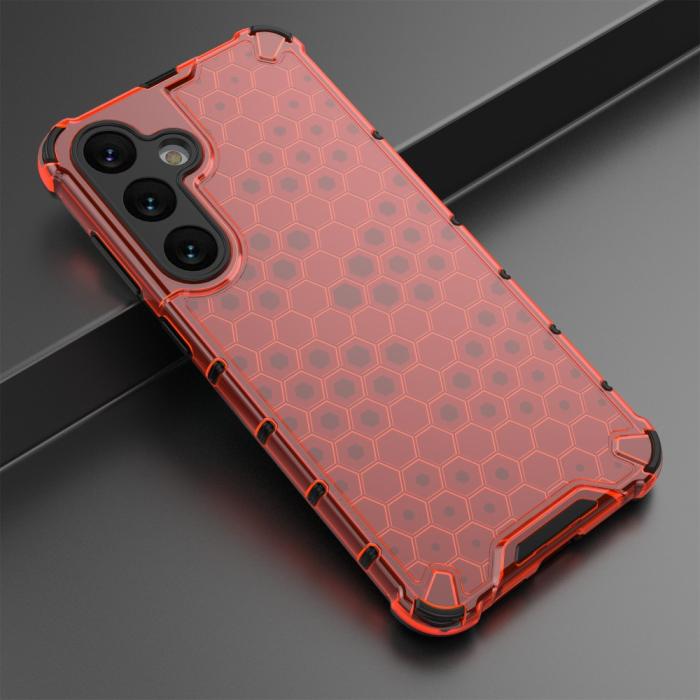 Bild 5,  Samsung Galaxy S25 Skal Hybrid Honeycomb Röd - Teknikhallen.se