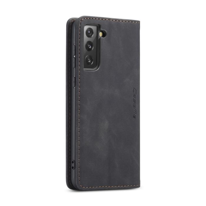 Bild 3, CASEME CASEME Samsung Galaxy S21 FE Fodral Retro Flip Läder Svart - Teknikhallen.se