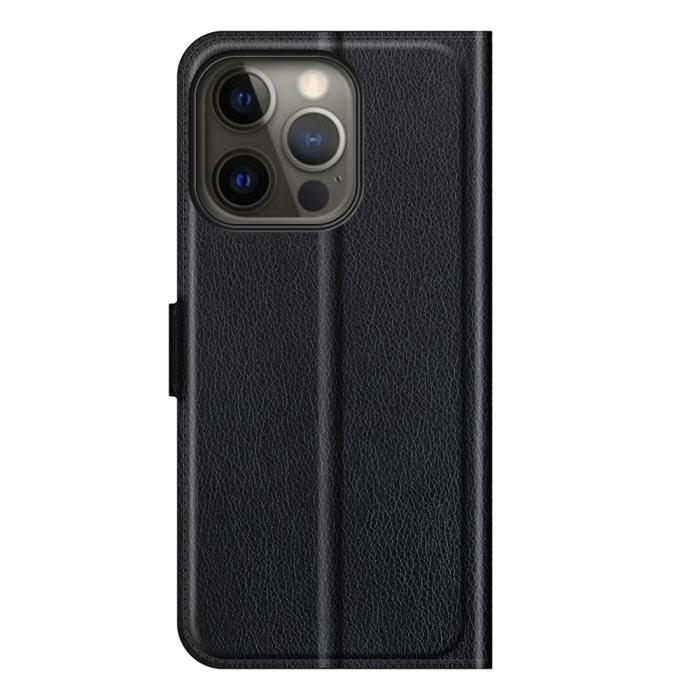 Bild 6,  iPhone 13 Pro Max Fodral Litchi Läder Svart - Teknikhallen.se