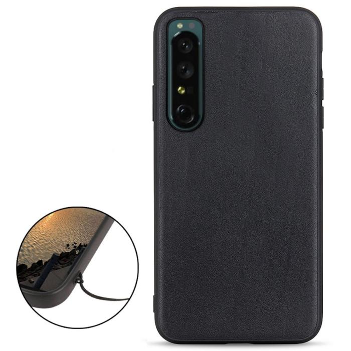 Bild 2,  Sony Xperia 1 IV Skal Äkta Läder Hybrid Svart - Teknikhallen.se