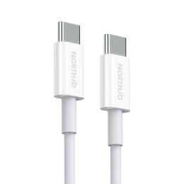 NORTHJO NORTHJO 1m 100W PD USB-C - USB-C Snabbladdnings Kabel Vit - Teknikhallen.se