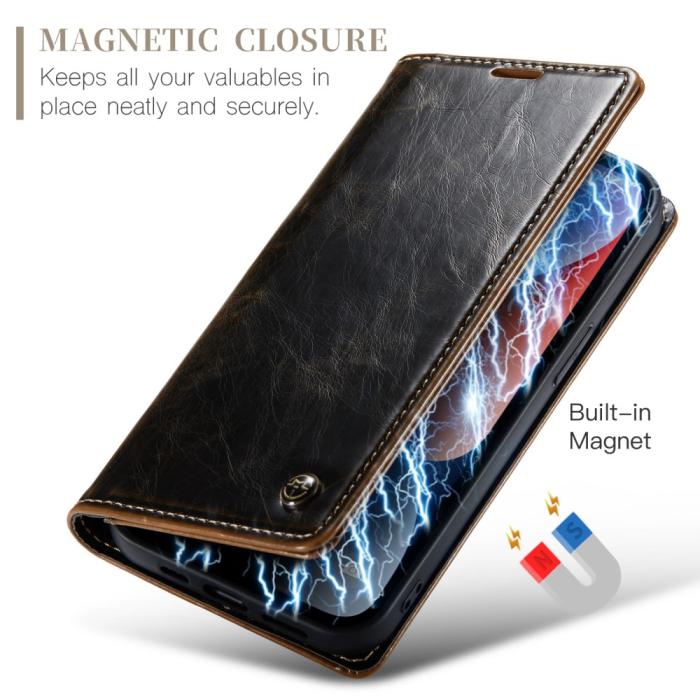 Bild 5, CASEME CASEME iPhone 15 Plus Fodral Oil Wax Flip Brun - Teknikhallen.se