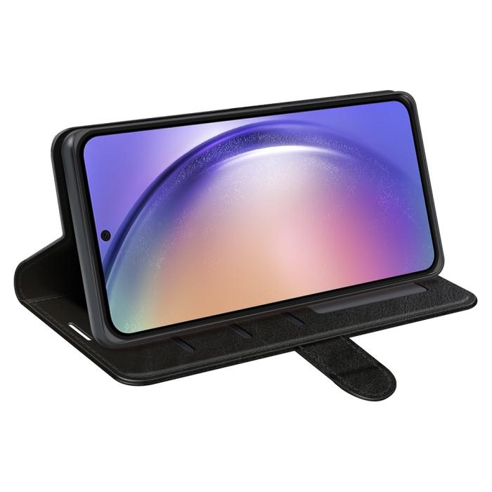 Bild 3,  Samsung Galaxy A55 5G Fodral Crazy Horse Läder Svart - Teknikhallen.se