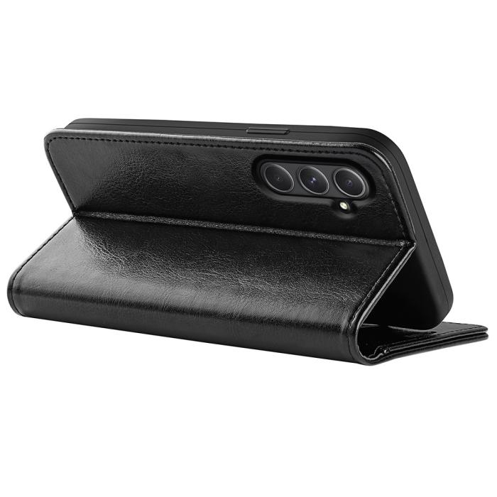 Bild 4,  Samsung Galaxy A55 5G Fodral Crazy Horse Läder Svart - Teknikhallen.se