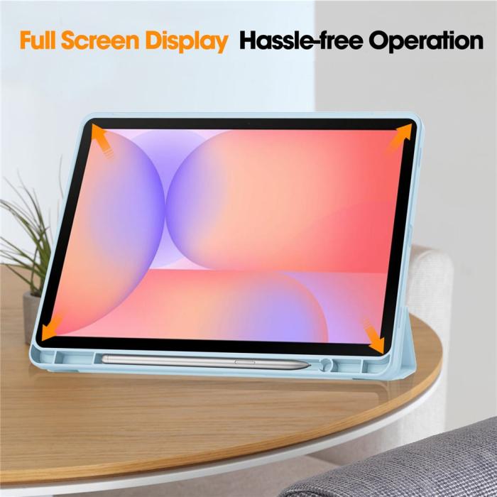 Bild 5,  Samsung Galaxy Tab S10 Lite Fodral Tri-Fold Pennhållare Blå - Teknikhallen.se