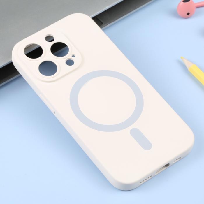 Bild 2,  iPhone 15 Pro Max Skal MagSafe Liquid Silikon Vit - Teknikhallen.se