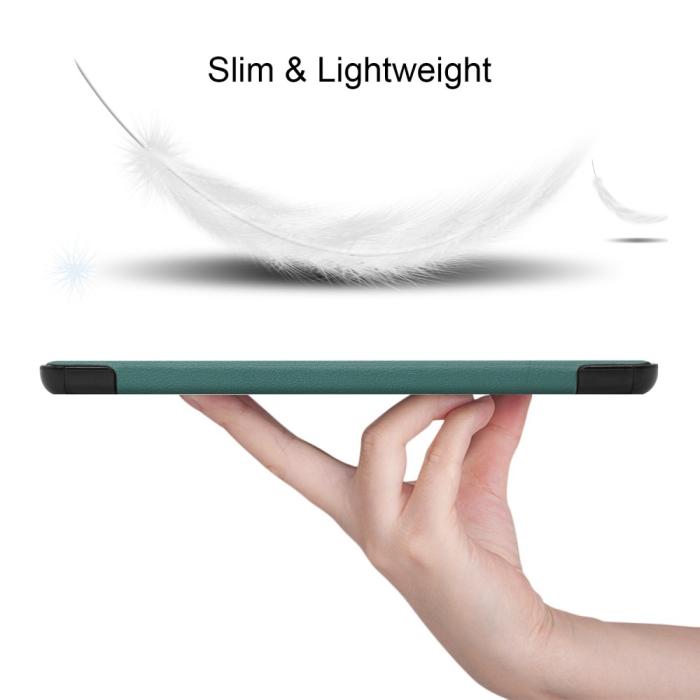 Bild 5,  Samsung Galaxy Tab S9 Fodral Tri-Fold Läder Svartgrön - Teknikhallen.se