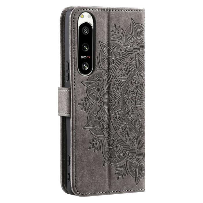 Bild 6,  Sony Xperia 5 IV Fodral Mandala Läder Grå - Teknikhallen.se