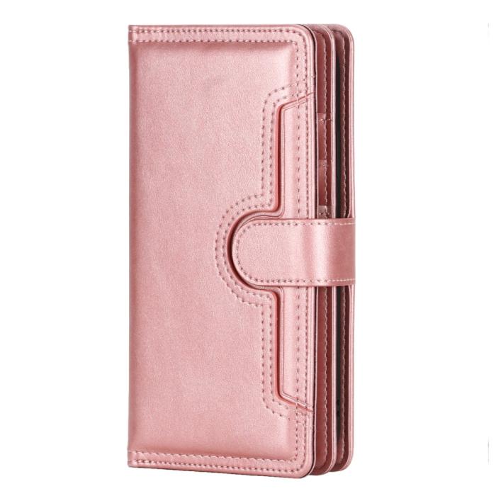 Bild 2,  iPhone 13 Mini - Multifunktionellt Flerkort Läder Fodral - Roséguld - Teknikhallen.se