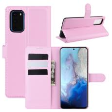  Samsung Galaxy S20 - Litchi Pl&aring;nboksfodral - Ljus Rosa - Teknikhallen.se