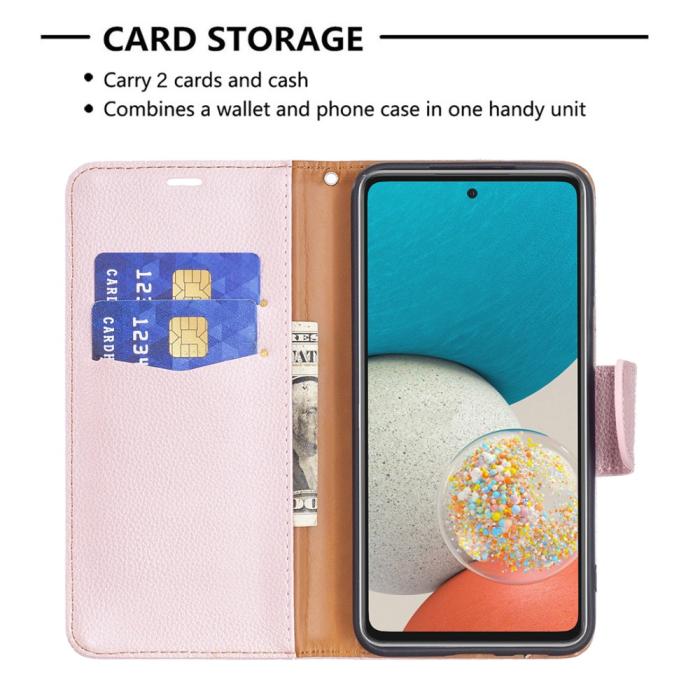 Bild 5,  Samsung Galaxy A53 5G Fodral Litchi Shark Läder Roséguld - Teknikhallen.se