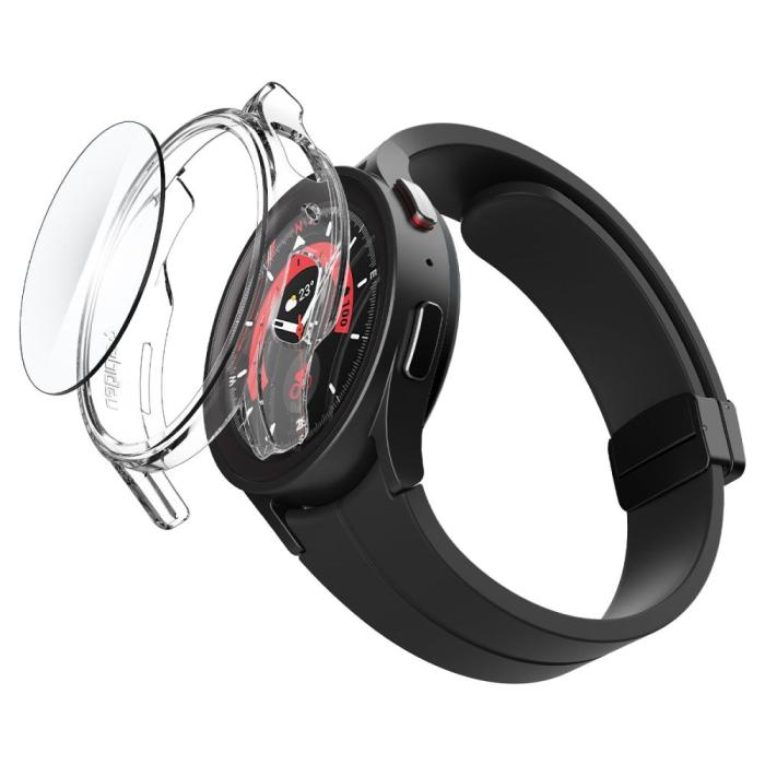 Bild 3, Spigen Spigen Galaxy Watch 5 Pro 45mm Skal Thin Fit / Härdat Glas Transparent - Teknikhallen.se