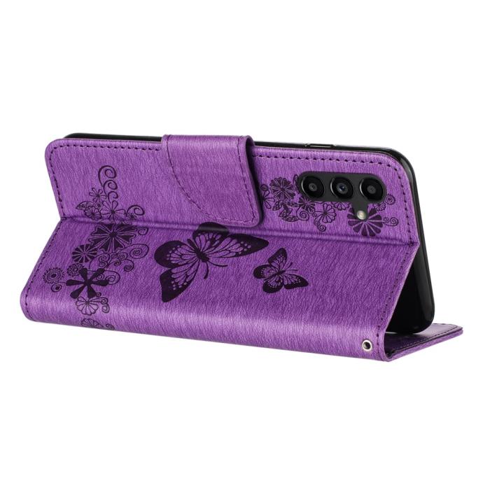 Bild 2,  Samsung Galaxy A27 5G Fodral Läder Fjärilar Lila - Teknikhallen.se
