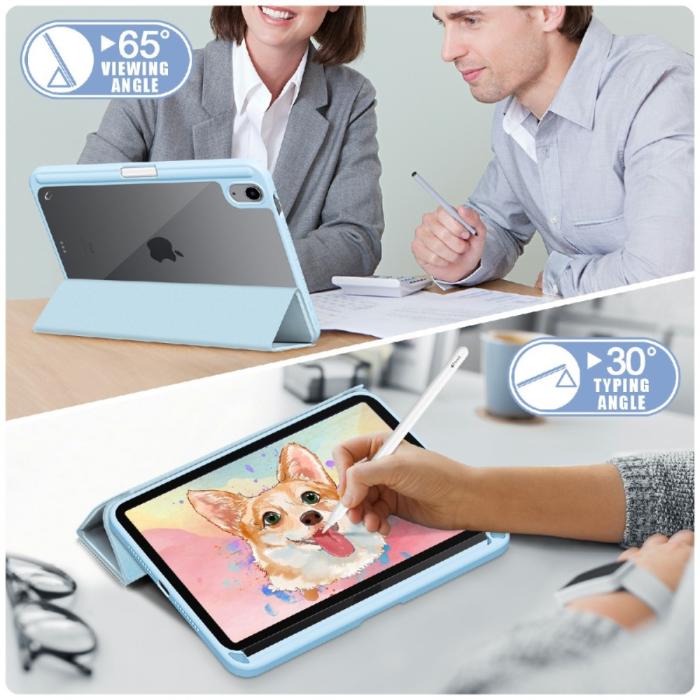 Bild 4,  iPad Mini 2024/2021 Fodral Tri-Fold Hybrid Pennhållare Sky Blue - Teknikhallen.se
