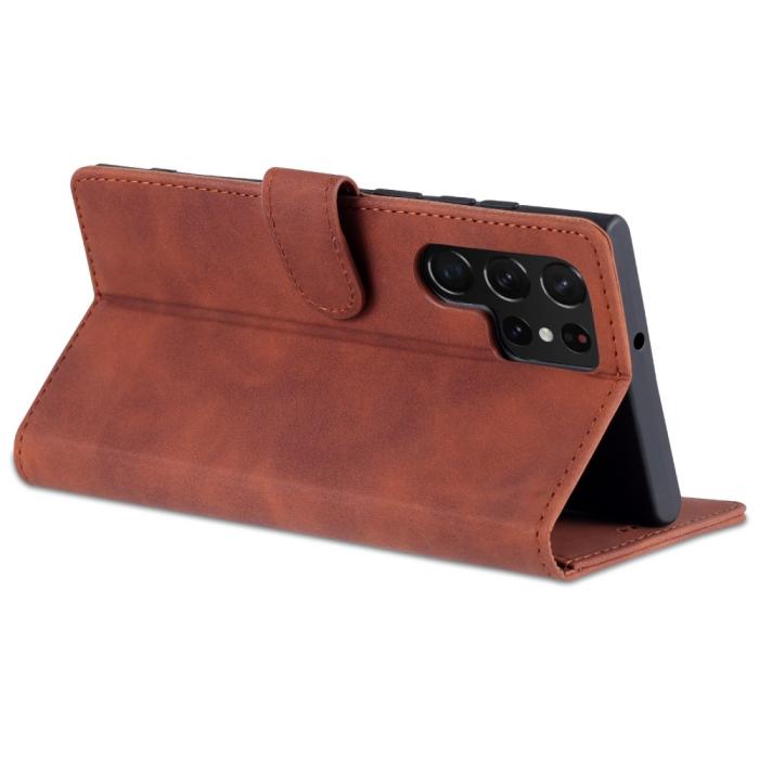 Bild 5, AZNS AZNS Samsung Galaxy S22 Ultra Fodral Läder Brun - Teknikhallen.se