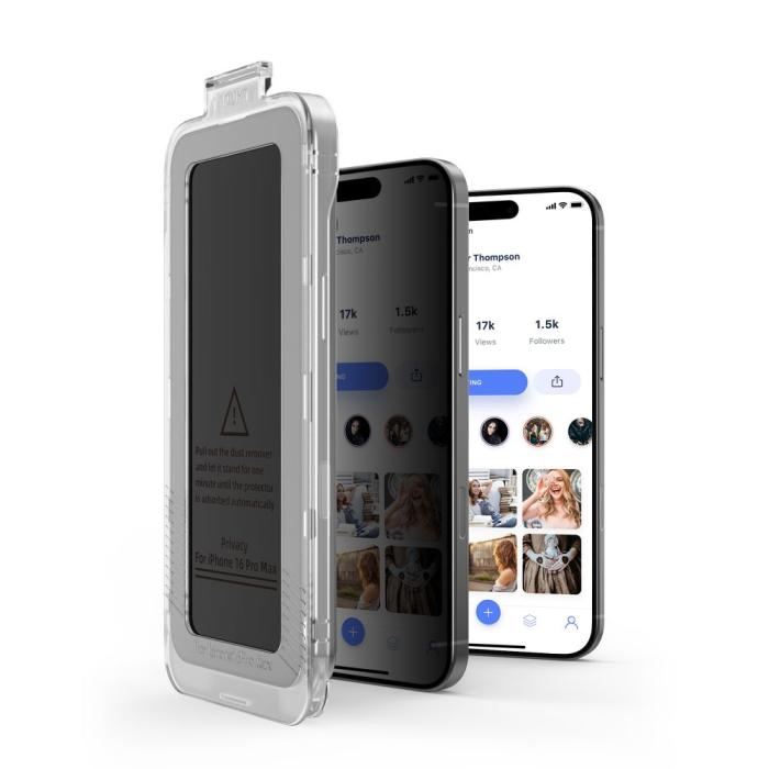 Bild 4, Tech-Protect Tech-Protect iPhone 16 / 15 2-PACK Skärmskydd Quick Set Spy+ Privacy - Teknikhallen.se