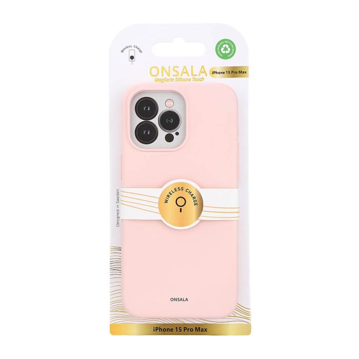 Bild 2, Onsala ONSALA iPhone 15 Pro Max MagSafe Skal Med Silikonyta Chalk Pink - Teknikhallen.se