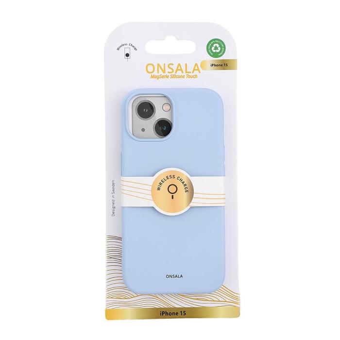 Bild 2, Onsala ONSALA iPhone 15 MagSafe Skal Med Silikonyta Ljusblå - Teknikhallen.se