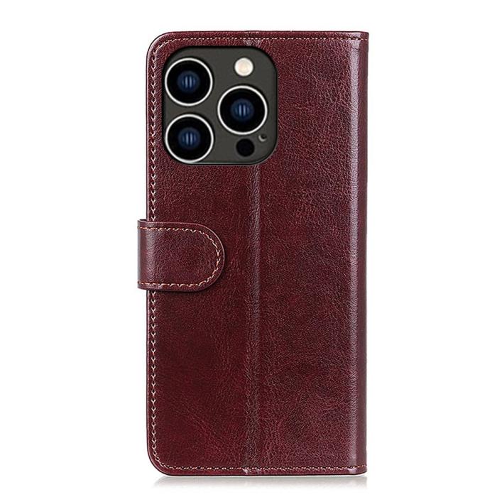Bild 6,  iPhone 16 Pro Fodral Läder Crazy Horse Brun - Teknikhallen.se