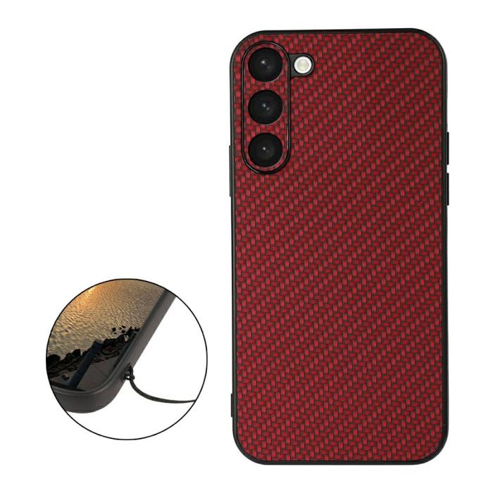 Bild 2,  Samsung Galaxy S23 Plus Skal Kolfiber Textur Röd - Teknikhallen.se
