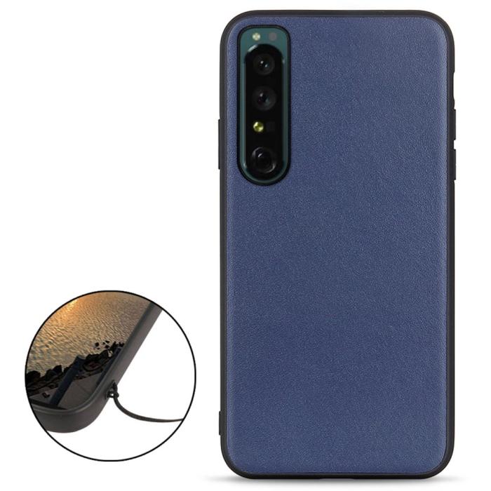 Bild 2,  Sony Xperia 1 IV Skal Äkta Läder Hybrid Blå - Teknikhallen.se