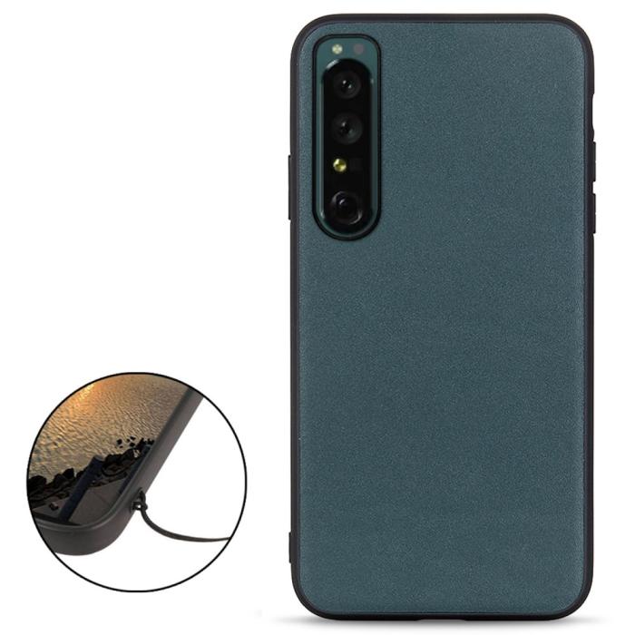 Bild 2,  Sony Xperia 1 IV Skal Äkta Läder Hybrid Grön - Teknikhallen.se