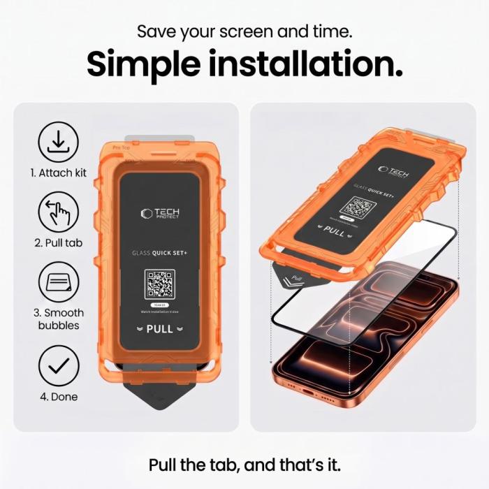 Bild 6, Tech-Protect T-P iPhone 18 Pro Max/17 Pro Max 2-PACK Skärmskydd Quick Set+ - Teknikhallen.se