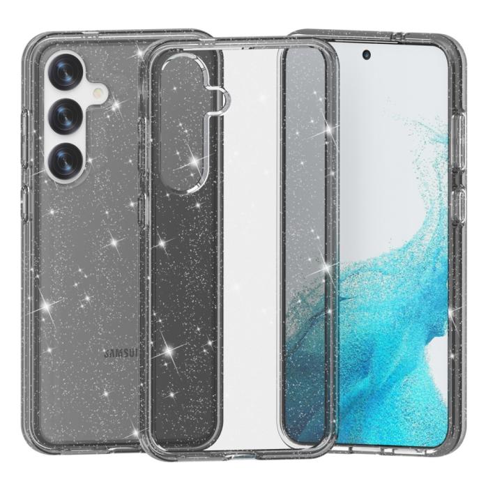 Bild 2,  Samsung Galaxy S24 Skal Sparkling Glitter Svart - Teknikhallen.se
