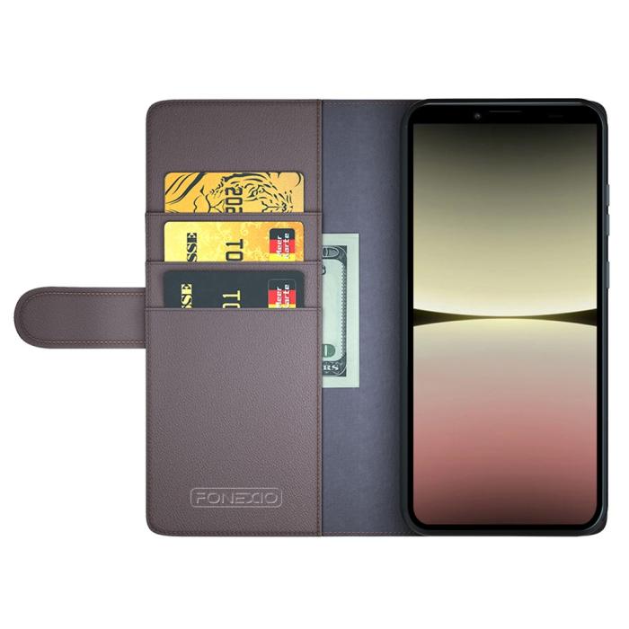 Bild 2,  Sony Xperia 10 V Fodral Premium Split Läder Brun - Teknikhallen.se