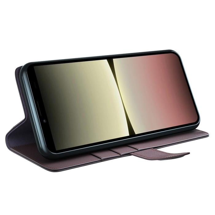 Bild 3,  Sony Xperia 10 V Fodral Premium Split Läder Brun - Teknikhallen.se