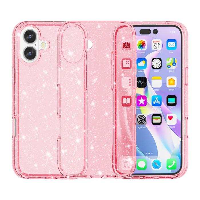 Bild 2,  iPhone 17 Skal Hybrid Glitter Rosa - Teknikhallen.se