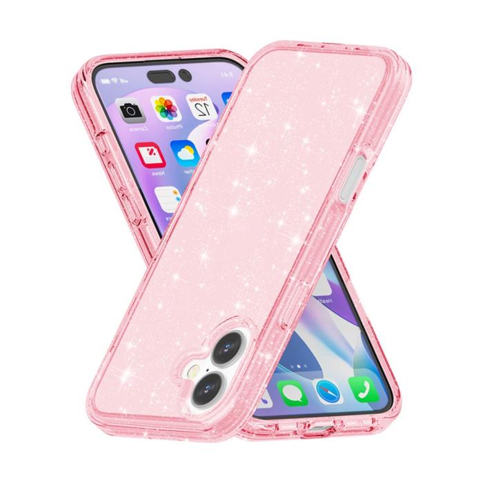 Bild 3,  iPhone 17 Skal Hybrid Glitter Rosa - Teknikhallen.se