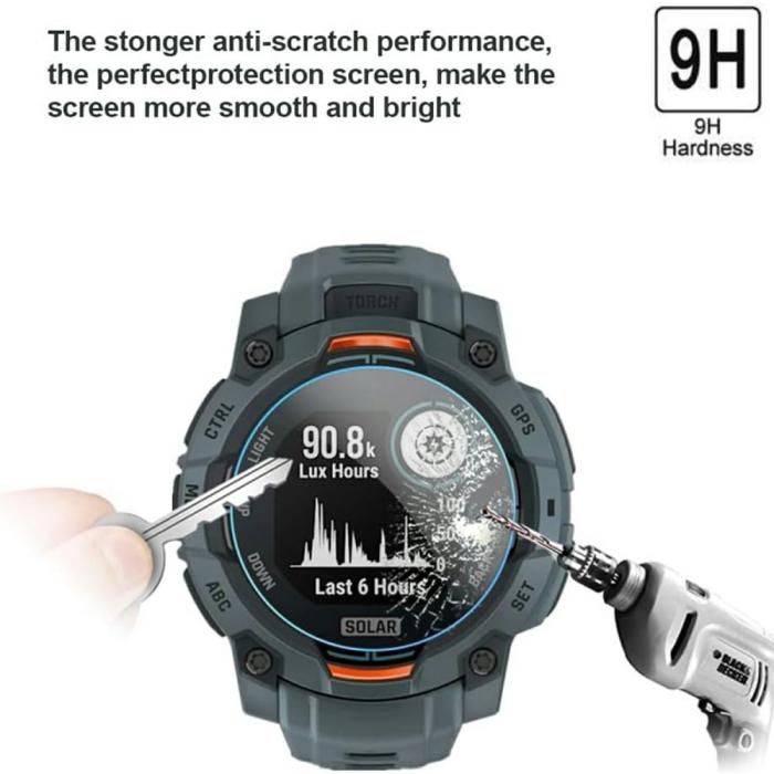 Bild 3,  Garmin Instinct 3 45 mm 3-PACK Skärmskydd Härdat Glas - Teknikhallen.se