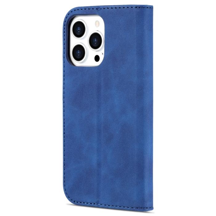 Bild 3, AZNS AZNS iPhone 14 Pro Fodral Läder Blå - Teknikhallen.se