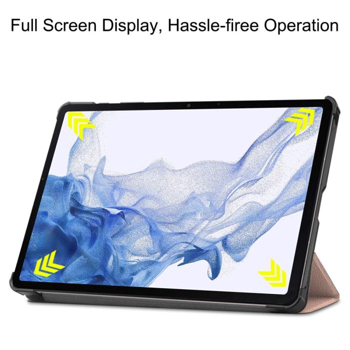Bild 3,  Samsung Galaxy Tab S9 Fodral Tri-Fold Läder Roséguld - Teknikhallen.se
