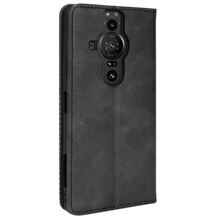 Bild 3,  Sony Xperia Pro-I Fodral Retro Flip Läder Svart - Teknikhallen.se