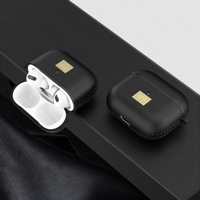 Bild 2,  AirPods 3 Skal PU-Läder Textur Karbinhake Svart - Teknikhallen.se