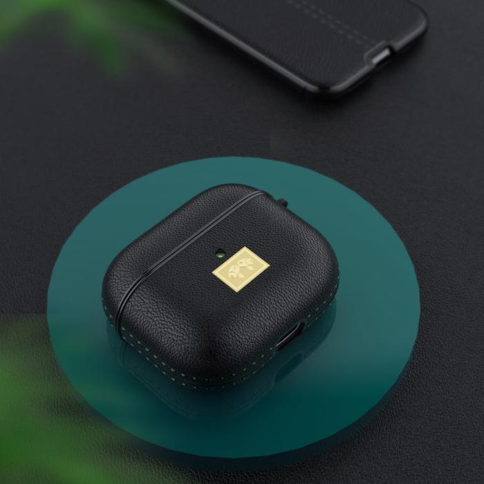 Bild 4,  AirPods 3 Skal PU-Läder Textur Karbinhake Svart - Teknikhallen.se