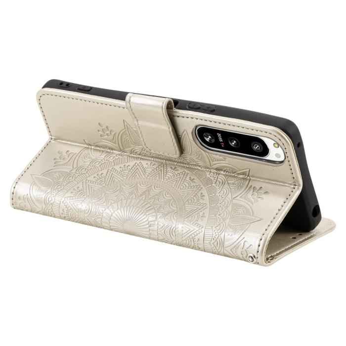 Bild 4,  Sony Xperia 5 IV Fodral Mandala Läder Guld - Teknikhallen.se