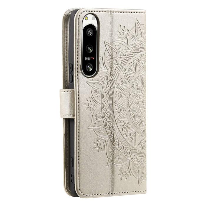 Bild 6,  Sony Xperia 5 IV Fodral Mandala Läder Guld - Teknikhallen.se
