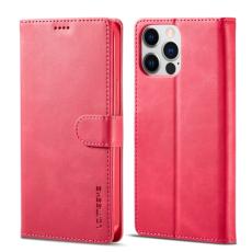 LC.IMEEKE LC.IMEEKE iPhone 14 Pro Fodral L&auml;der R&ouml;d/Rosa - Teknikhallen.se