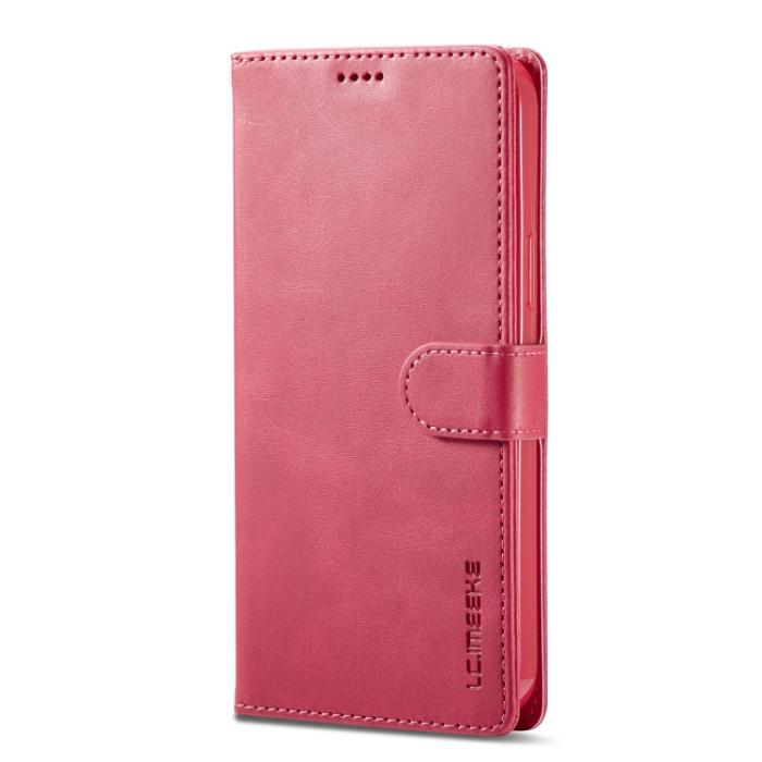 Bild 2, LC.IMEEKE LC.IMEEKE iPhone 14 Pro Fodral Läder Röd/Rosa - Teknikhallen.se