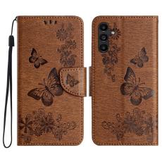  Samsung Galaxy A27 5G Fodral L&auml;der Fj&auml;rilar Brun - Teknikhallen.se