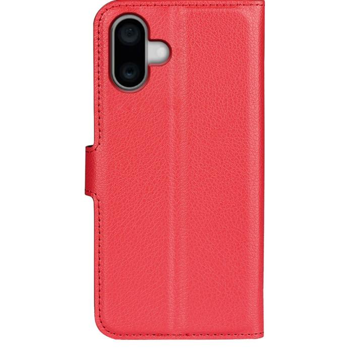 Bild 6,  iPhone 16 Plus Fodral Litchi Läder Röd - Teknikhallen.se