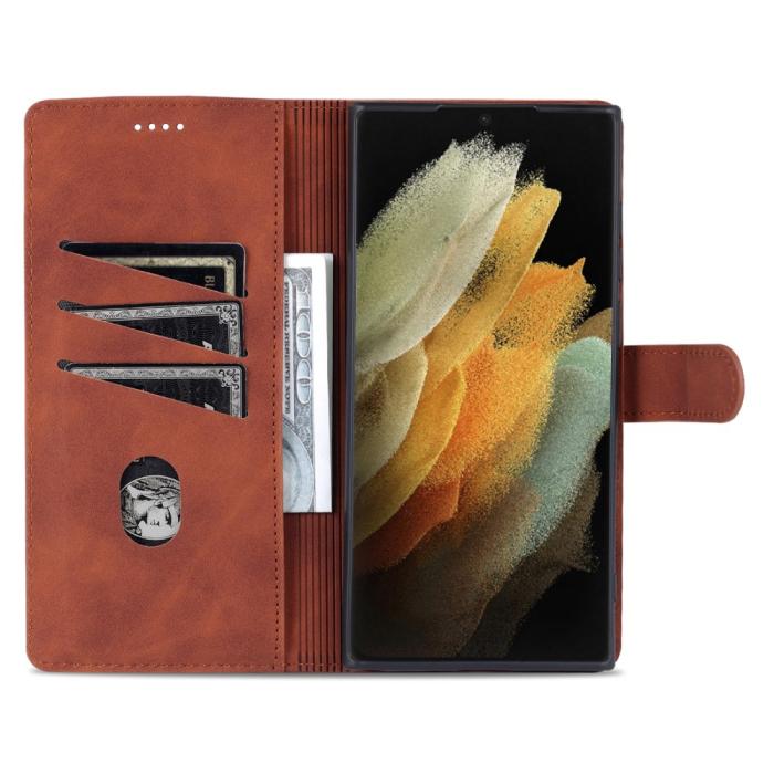 Bild 6, AZNS AZNS Samsung Galaxy S22 Ultra Fodral Läder Brun - Teknikhallen.se