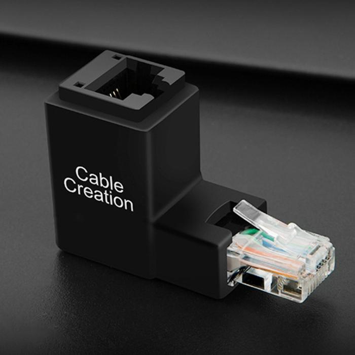 Bild 3, CableCreation CableCreation 90 Graders RJ45 Ethernet Adapter Svart - Teknikhallen.se