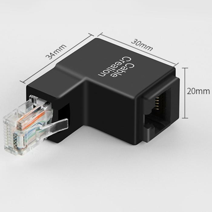 Bild 6, CableCreation CableCreation 90 Graders RJ45 Ethernet Adapter Svart - Teknikhallen.se