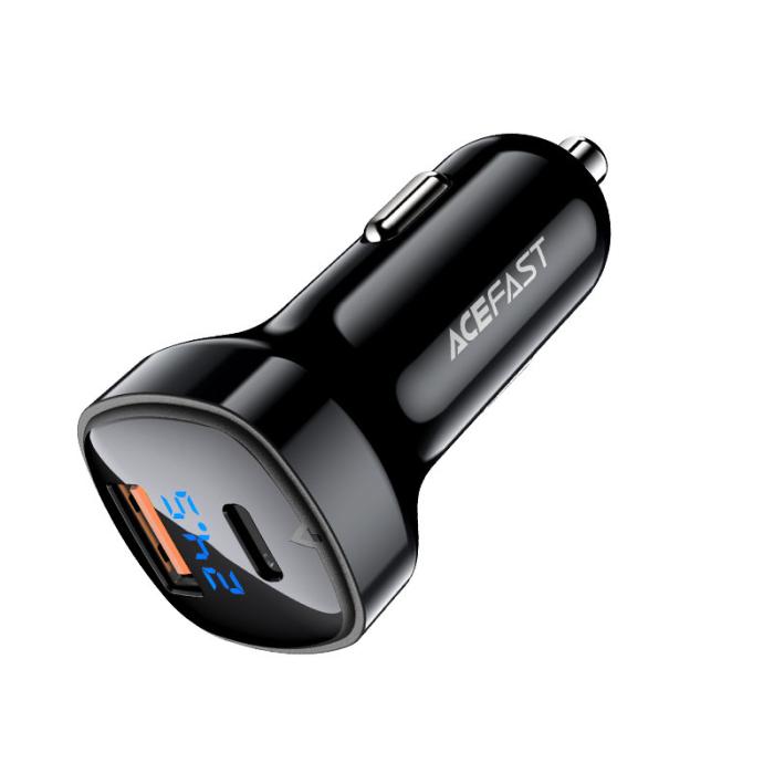 Bild 2, Acefast Acefast 66W PD PPS QC Billaddare USB-C / USB-A Svart - Teknikhallen.se
