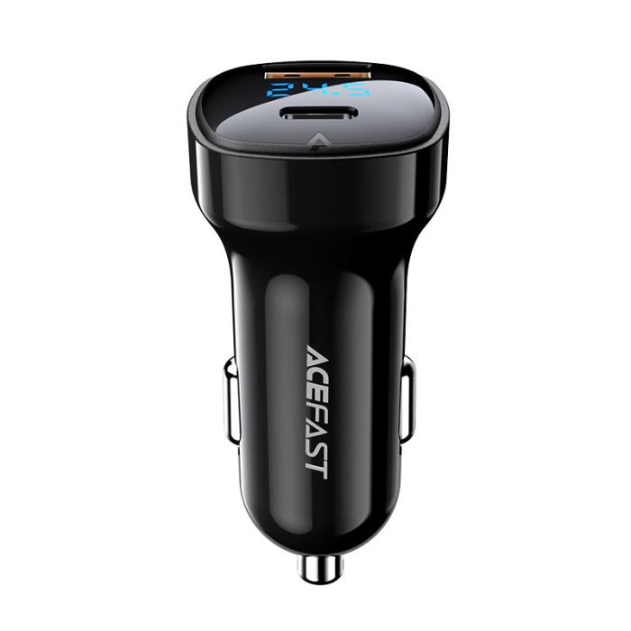Bild 3, Acefast Acefast 66W PD PPS QC Billaddare USB-C / USB-A Svart - Teknikhallen.se