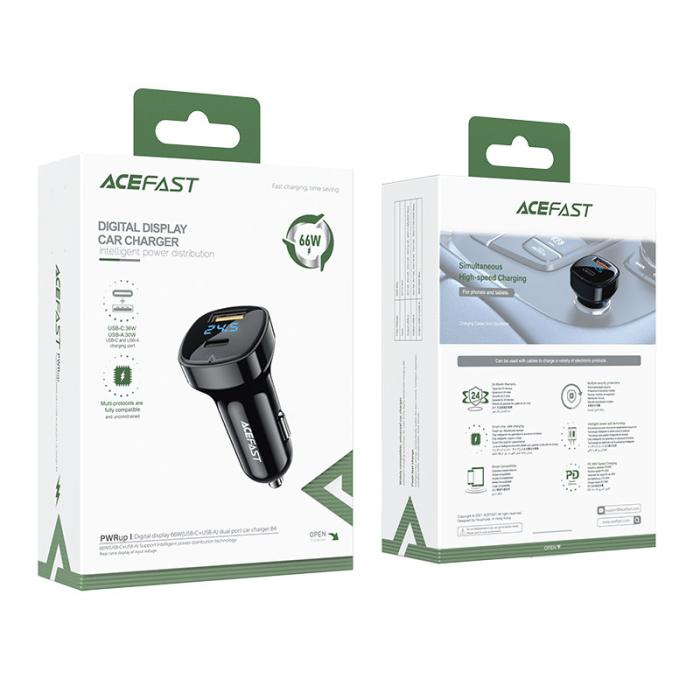 Bild 6, Acefast Acefast 66W PD PPS QC Billaddare USB-C / USB-A Svart - Teknikhallen.se